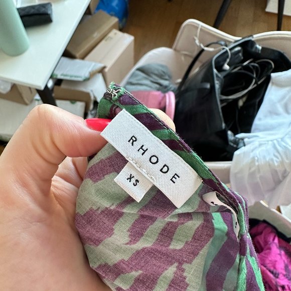 COPY - RHODE Ella Mini Dress SZ XS Abstract Zebra Print Braided Belt Long Sleev… - Picture 3 of 10